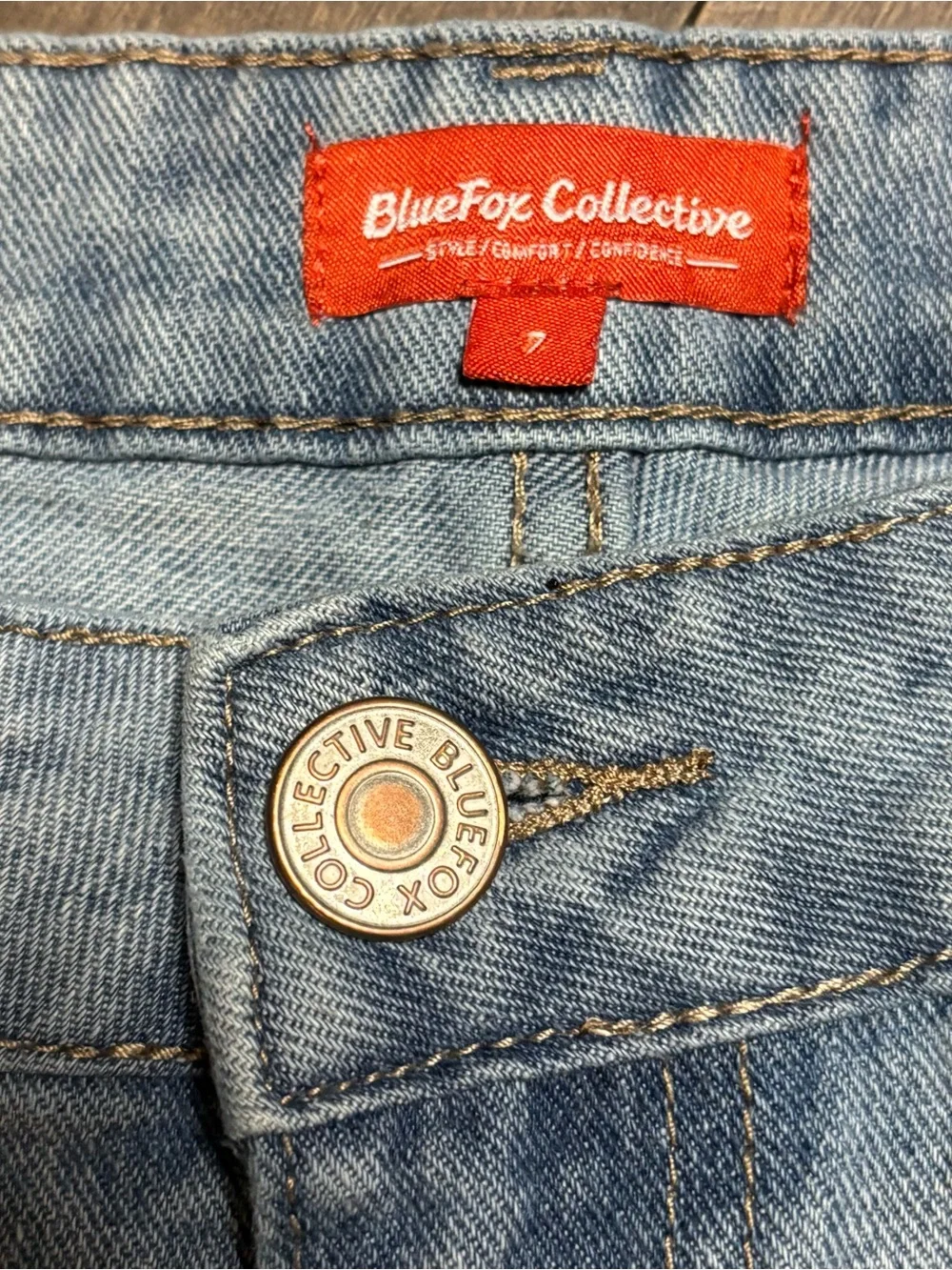 BlueFox Collective Jeans Womens 7 Wide Leg Color Block Light Wash High Rise - Picture 2 of 9